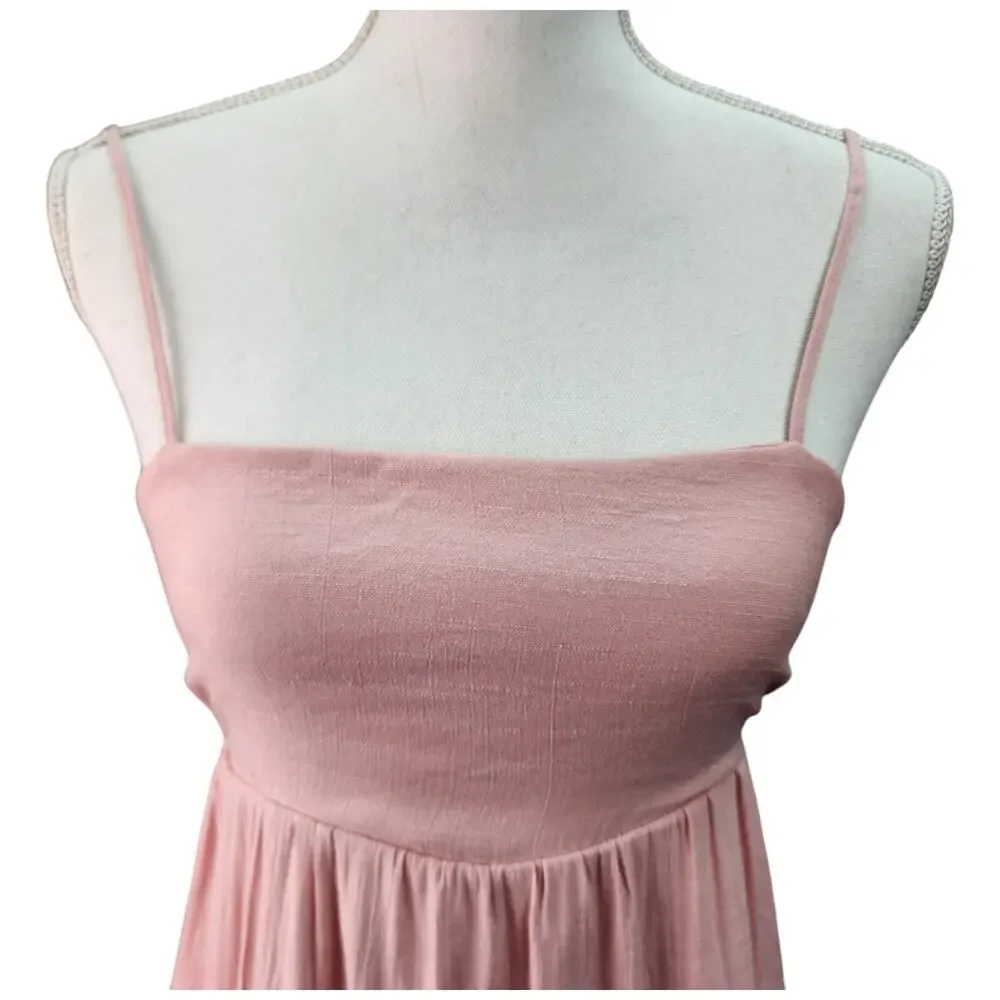 Love Tree Dress Women SMALL Pink Ruffled Crinkle Gauze Lined Beach Coastal Summe - Picture 4 of 13